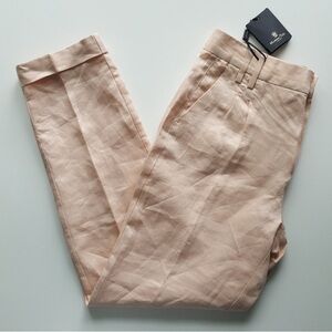 Massimo Dutti Salmon Pink Linen Trousers Women’s Size 4 NWT Made in Portugal